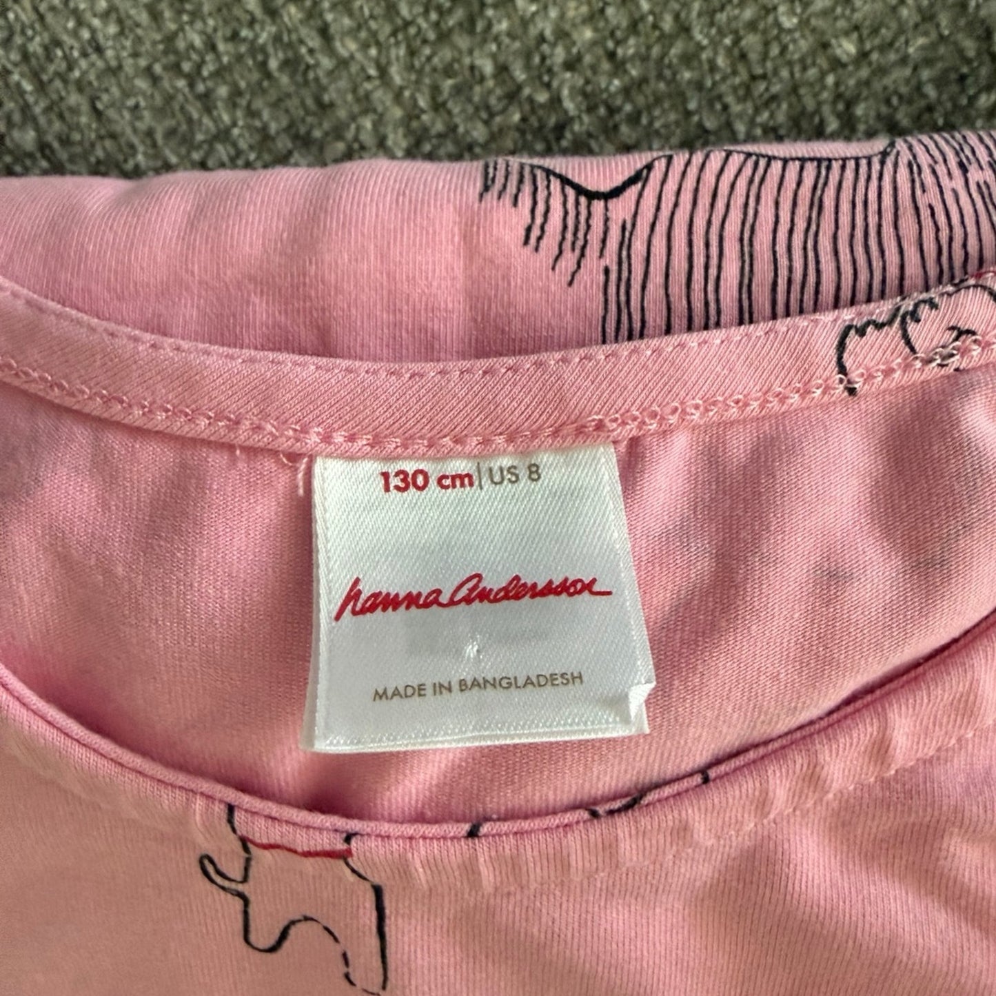 Hanna Anderson l/s doggy dress-130 size 8