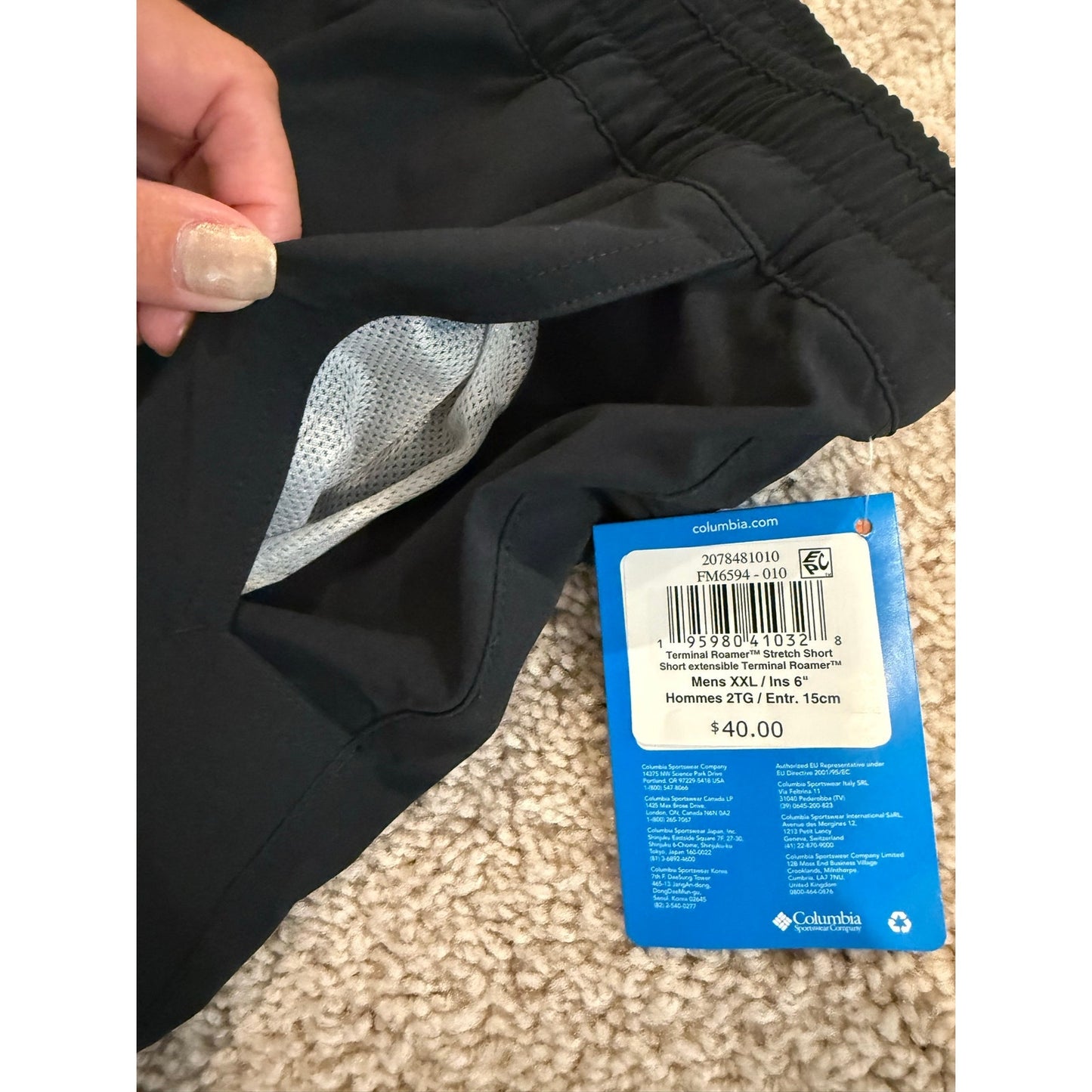 New Mens Columbia Shorts-Black XXL