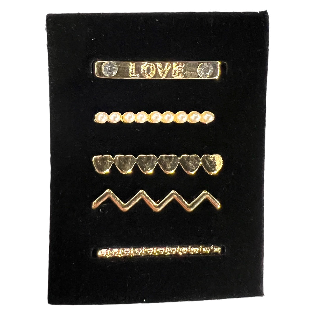 5 Piece Gold Love N Hearts Watch Charm Set