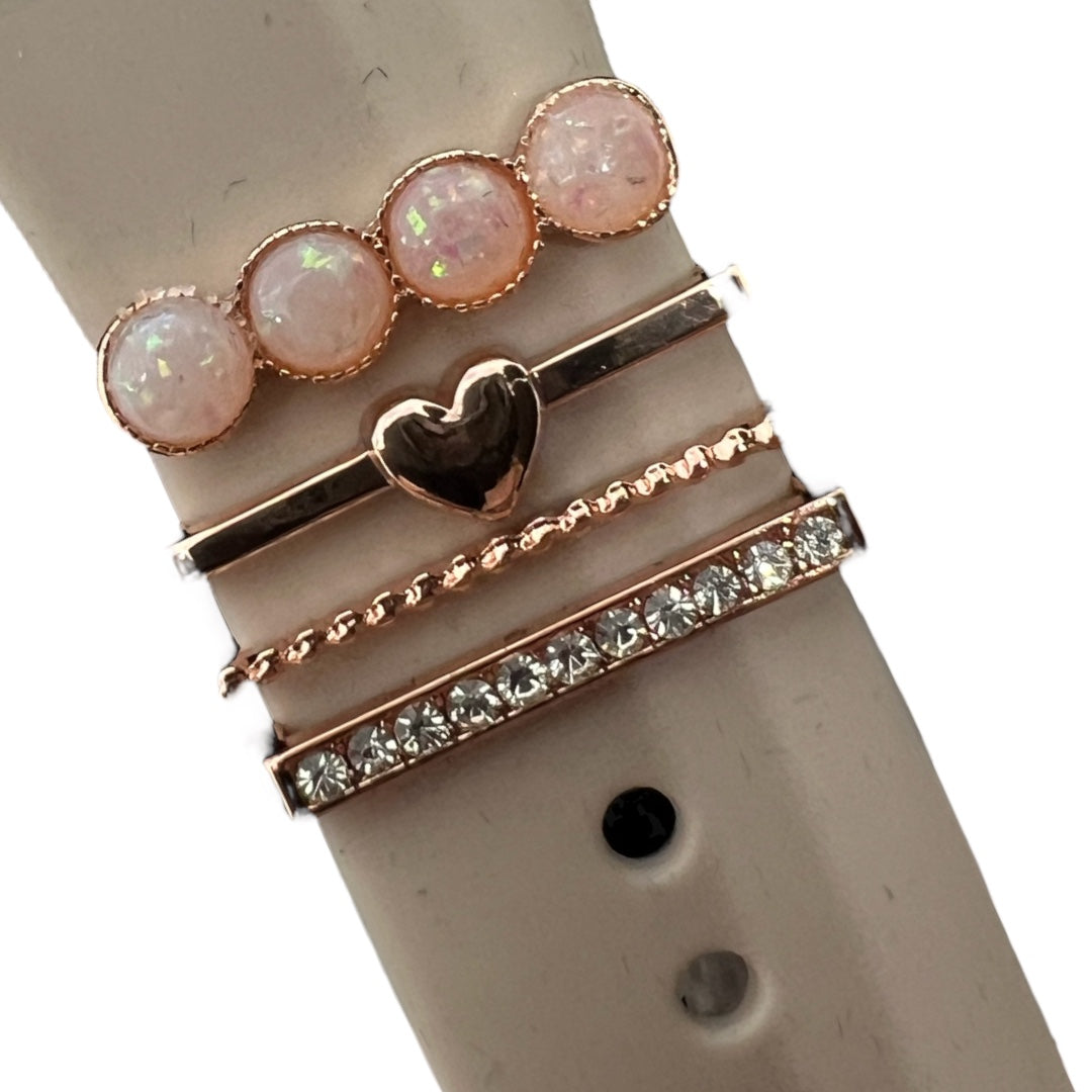 4 Piece Rose Gold Round Watch Charm Set