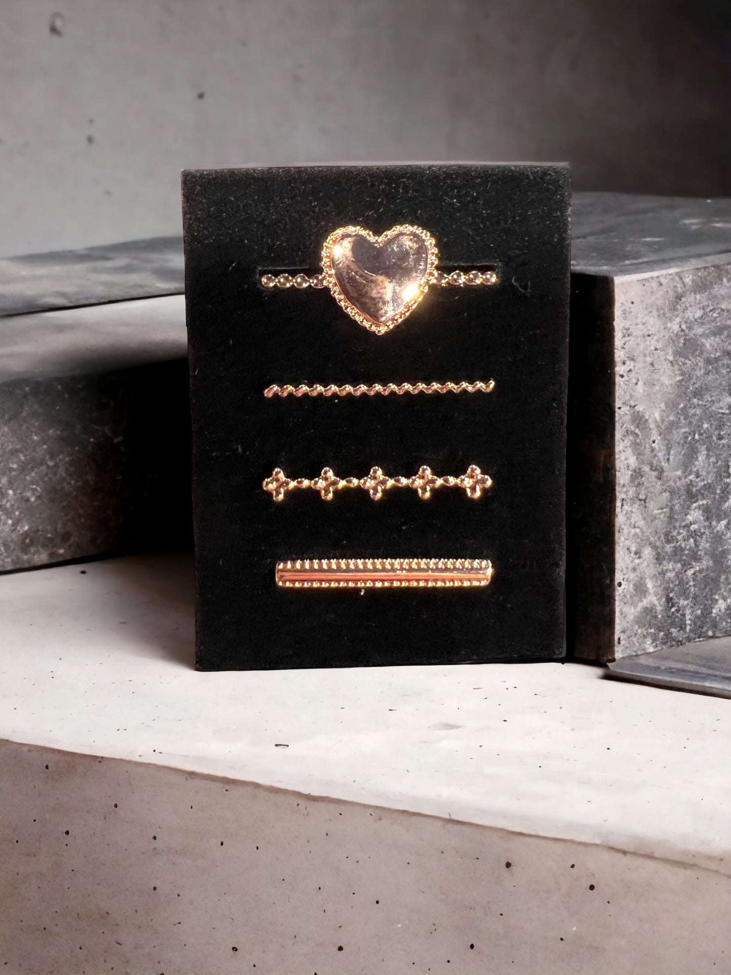 4 Piece Rose Gold Heart Watch Band Charm Set