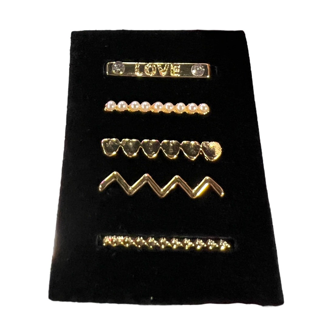 5 Piece Gold Love N Hearts Watch Charm Set