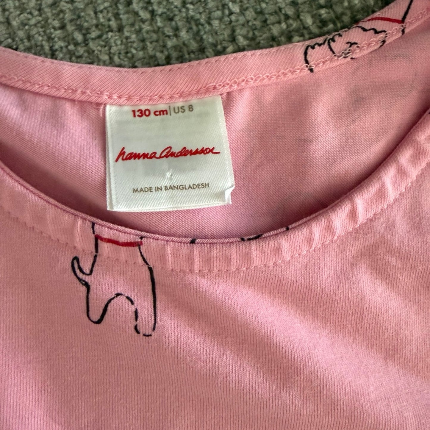 Hanna Anderson l/s doggy dress-130 size 8