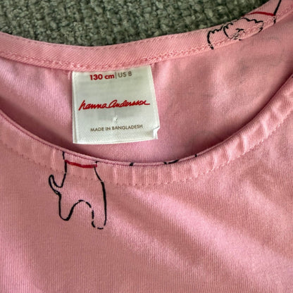 Hanna Anderson l/s doggy dress-130 size 8