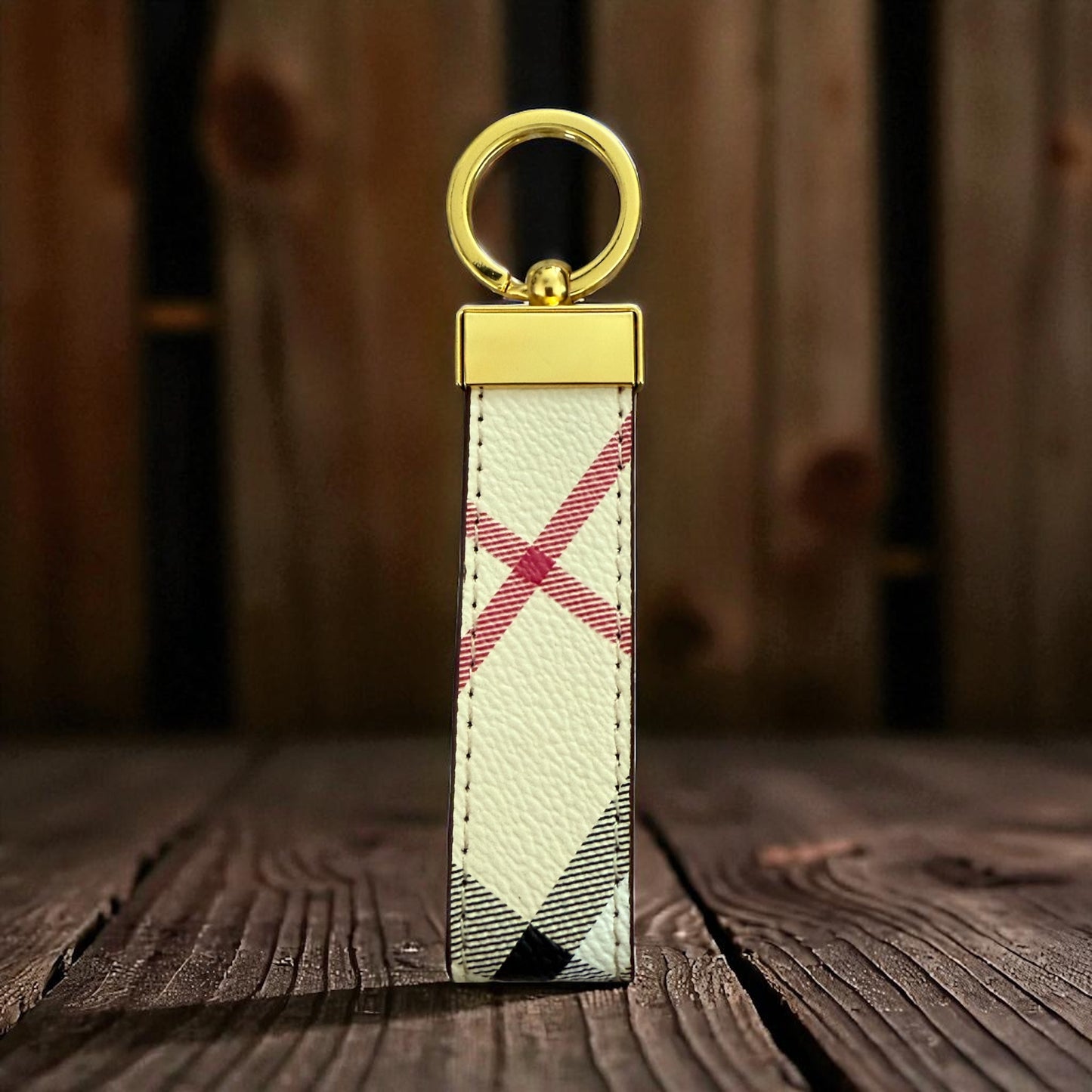 Gold Hardware Plaid Keychain
