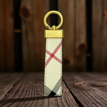 Gold Hardware Plaid Keychain