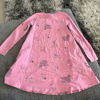 Hanna Anderson l/s doggy dress-130 size 8
