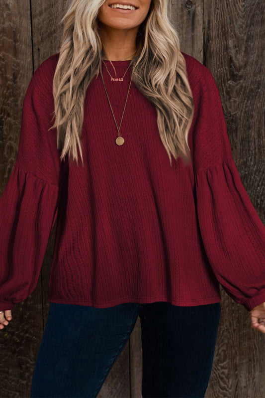 Ruby Plus Size Balloon Sleeve Textured Knit Top