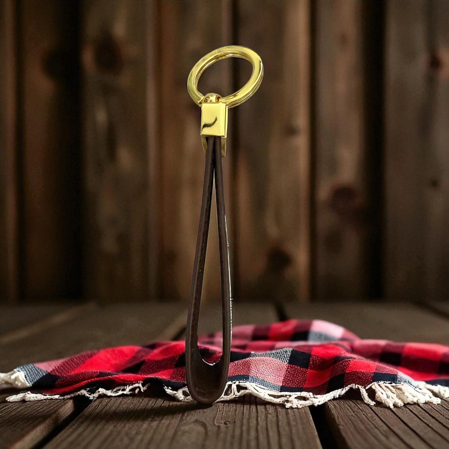 Gold Hardware Plaid Keychain