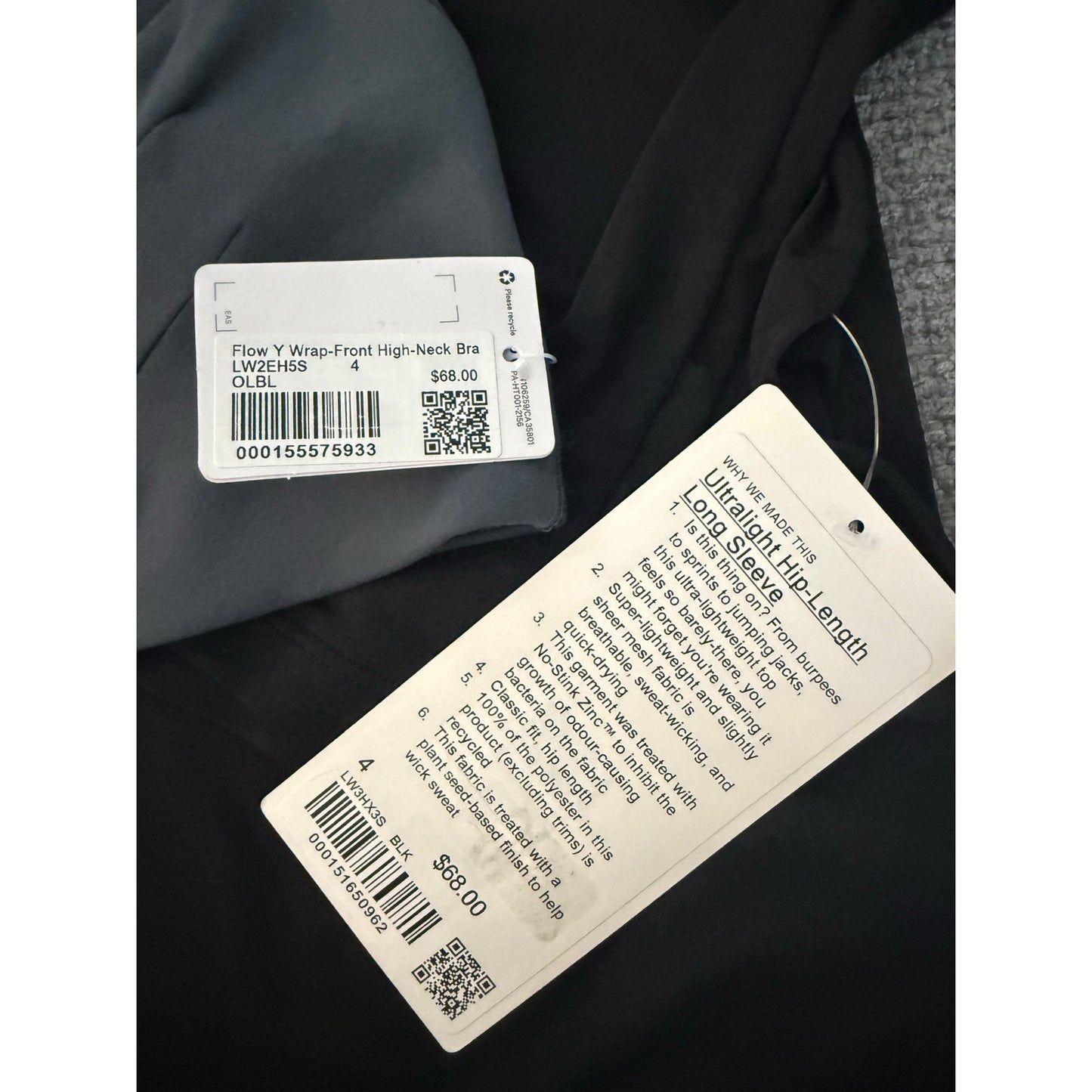NWT Lululemon Ultralight Hip Length Long Sleeve and Flow Y Wrap Bra-4