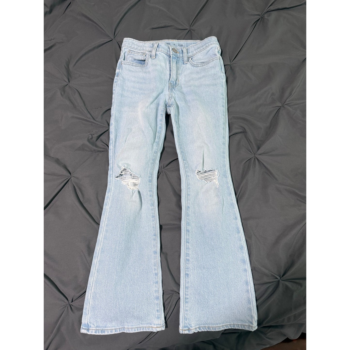 Girls Old Navy Distressed Denim-high rise flare 10