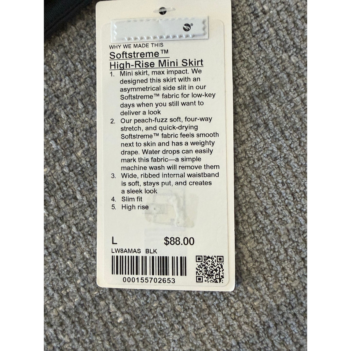 NWT Lululemon Softstreme High Rise Skirt-L