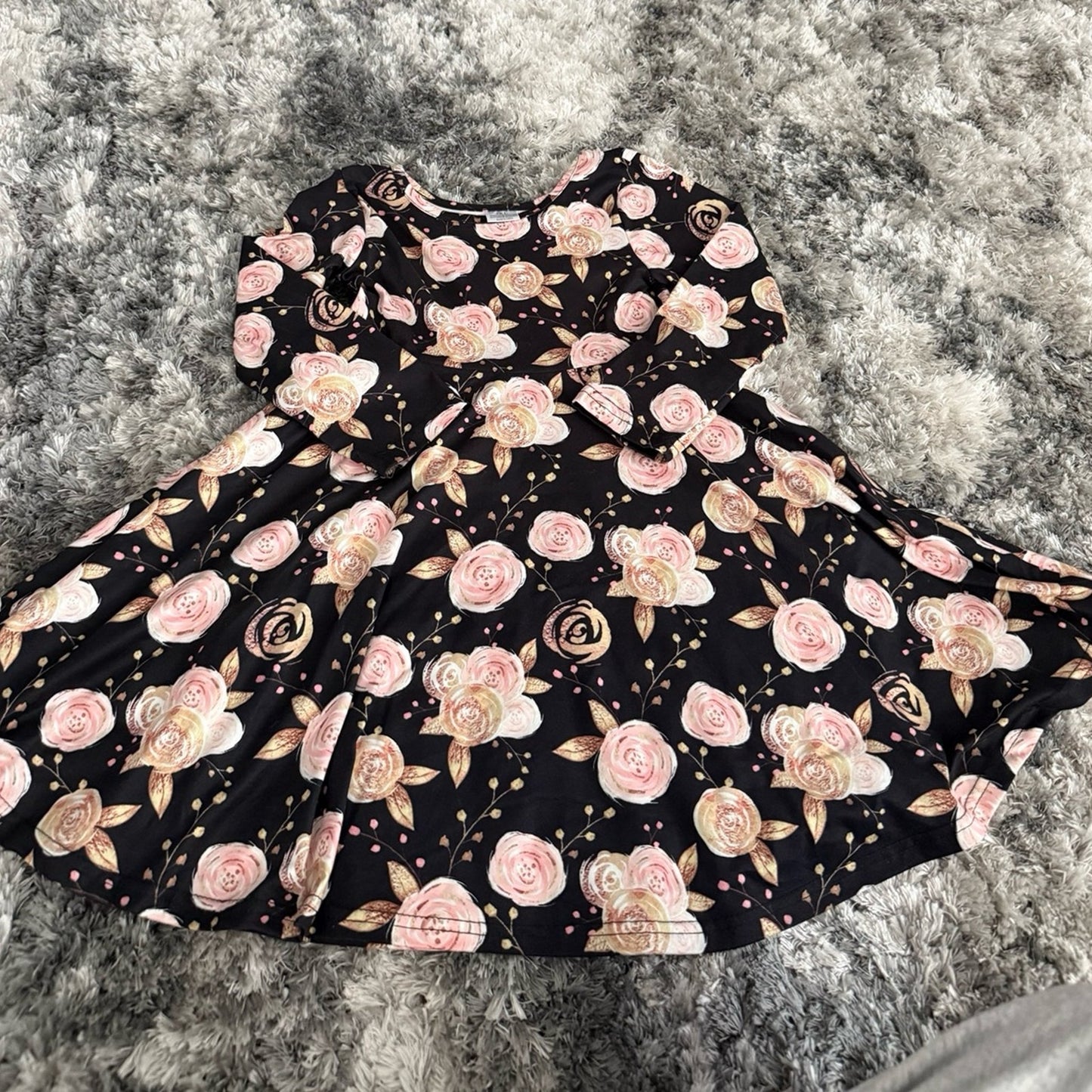Sparkle in Pink Floral l/s Dress-7/8