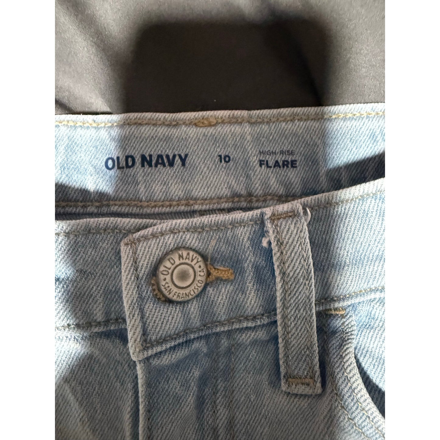 Girls Old Navy Distressed Denim-high rise flare 10