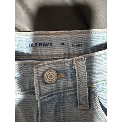 Girls Old Navy Distressed Denim-high rise flare 10
