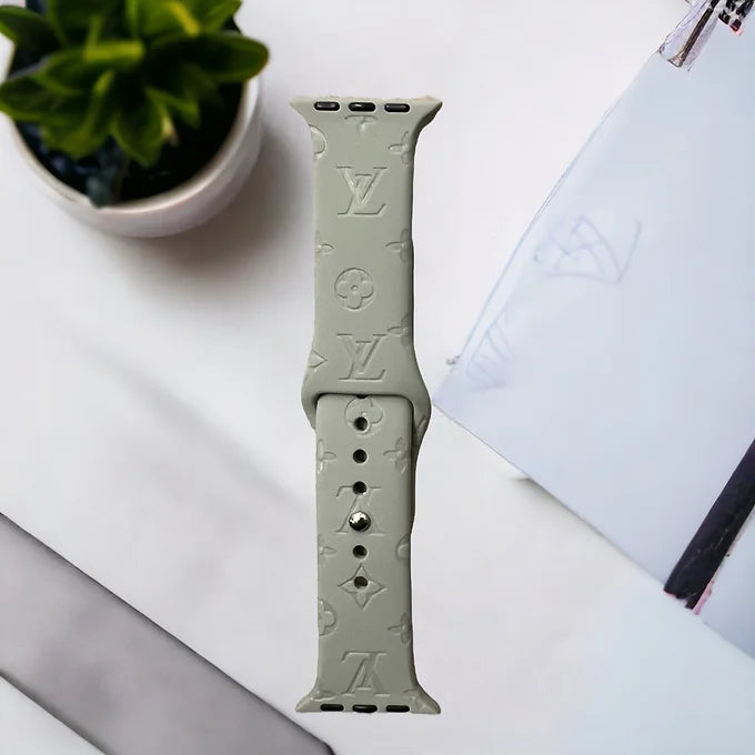 LaLa Engraved Flowers Apple Silicone Watch Band