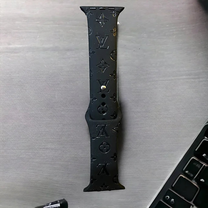 LaLa Engraved Flowers Apple Silicone Watch Band