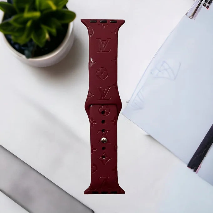 LaLa Engraved Flowers Apple Silicone Watch Band