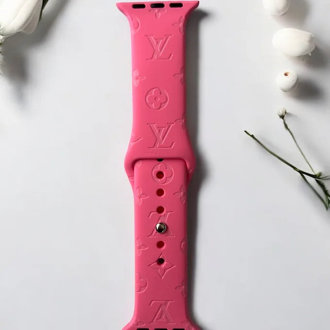 LaLa Engraved Flowers Apple Silicone Watch Band