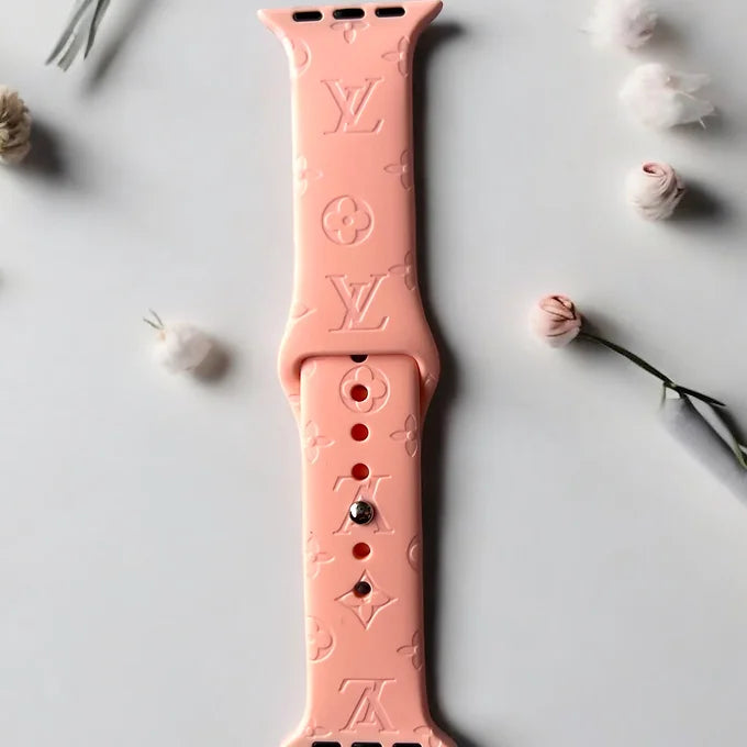 LaLa Engraved Flowers Apple Silicone Watch Band
