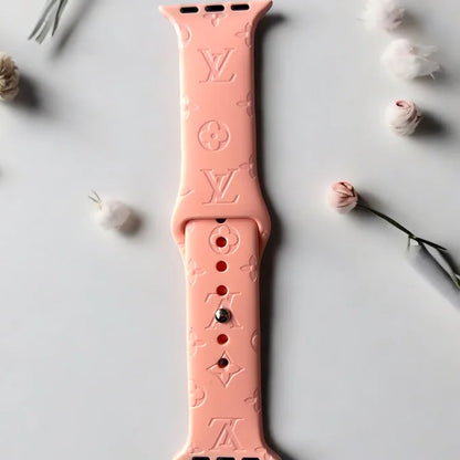LaLa Engraved Flowers Apple Silicone Watch Band