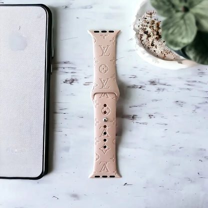 LaLa Engraved Flowers Apple Silicone Watch Band
