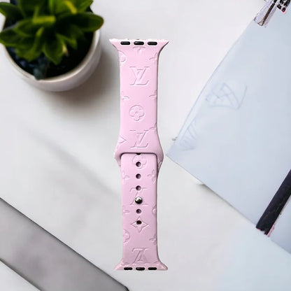 LaLa Engraved Flowers Apple Silicone Watch Band