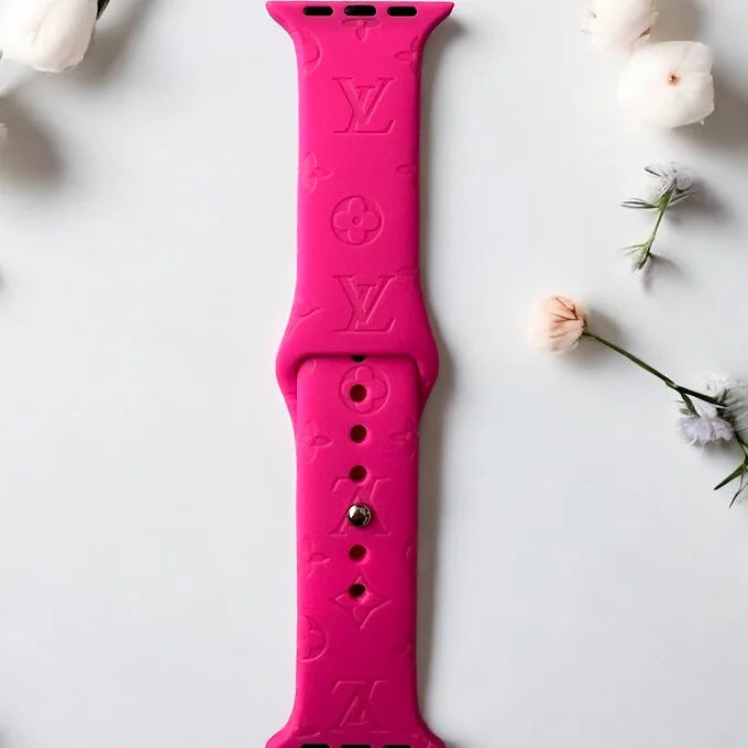 LaLa Engraved Flowers Apple Silicone Watch Band