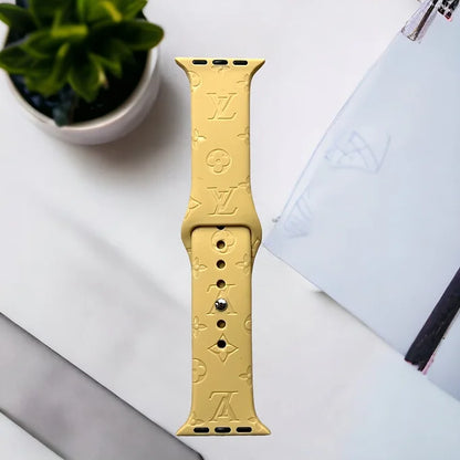 LaLa Engraved Flowers Apple Silicone Watch Band