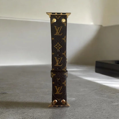 Lia Vegan Leather Monogram Apple Watch Band with Gold Hardware