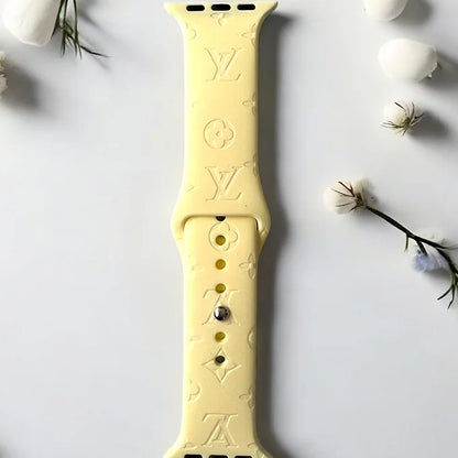 LaLa Engraved Flowers Apple Silicone Watch Band