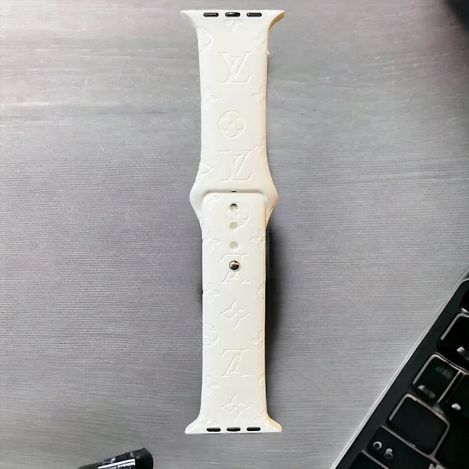 LaLa Engraved Flowers Apple Silicone Watch Band