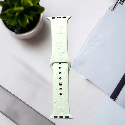 LaLa Engraved Flowers Apple Silicone Watch Band