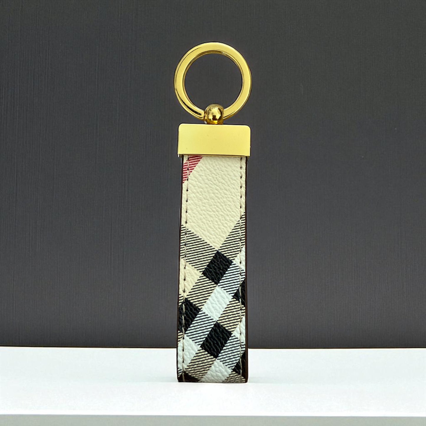 Gold Hardware Plaid Keychain