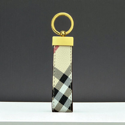 Gold Hardware Plaid Keychain