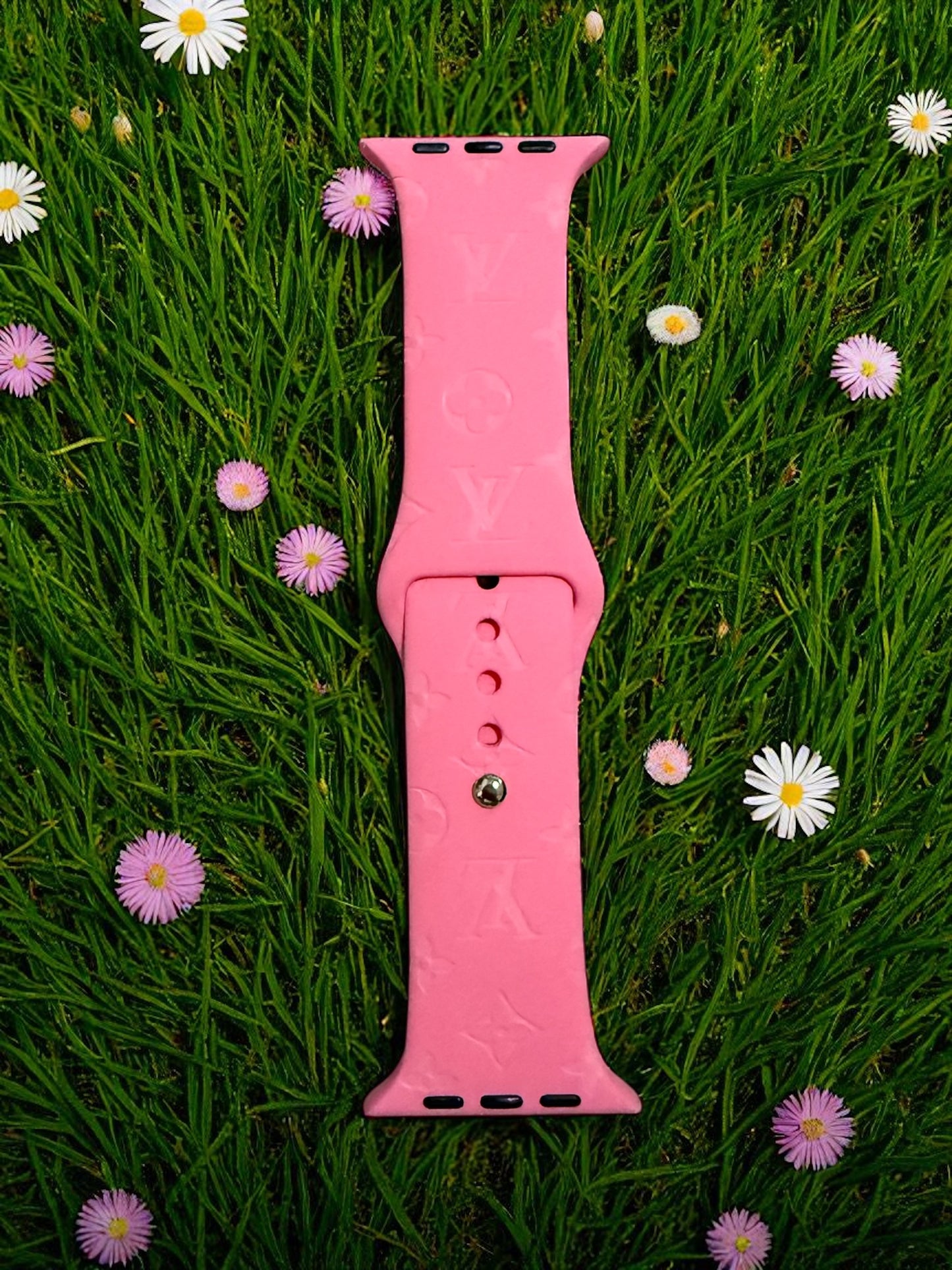 LaLa Engraved Flowers Apple Silicone Watch Band