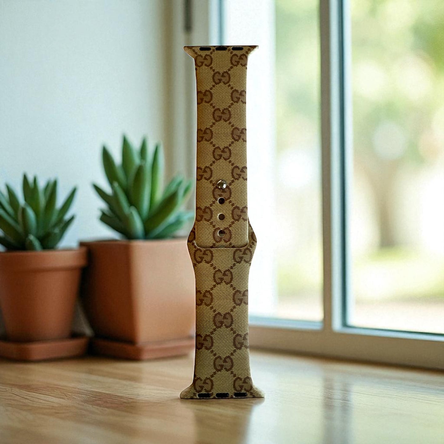 Ginger Monogram Silicone Apple Watch Band