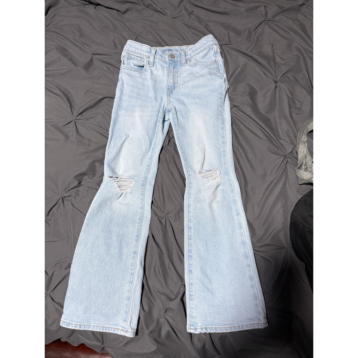 Girls Old Navy Distressed Denim-high rise flare 10