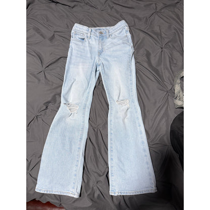 Girls Old Navy Distressed Denim-high rise flare 10