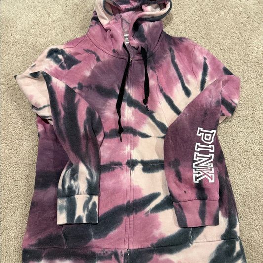 PINK Victoria's Secret Tie-Dye Hoodie - Purple and Black