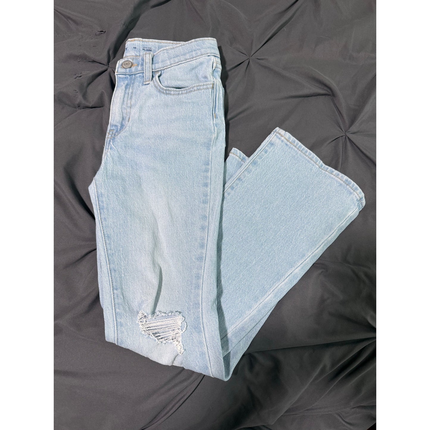 Girls Old Navy Distressed Denim-high rise flare 10