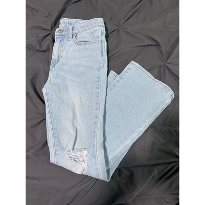 Girls Old Navy Distressed Denim-high rise flare 10