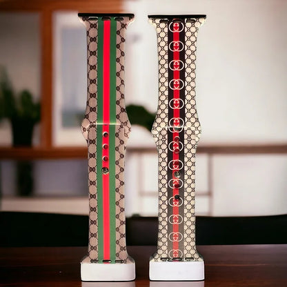 GingerStriped Monogram Silicone Apple Watch band