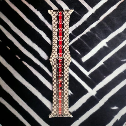 GingerStriped Monogram Silicone Apple Watch band