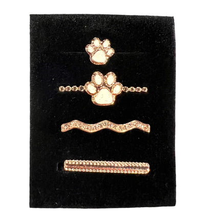 4 Piece Rose Gold Paw Print Watch Band Charm Set