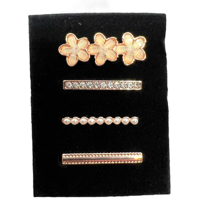 4 Piece Rose Gold Floral Watch Charm Set