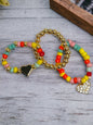 Multicolored Heart Beaded Watch Band Charm Set