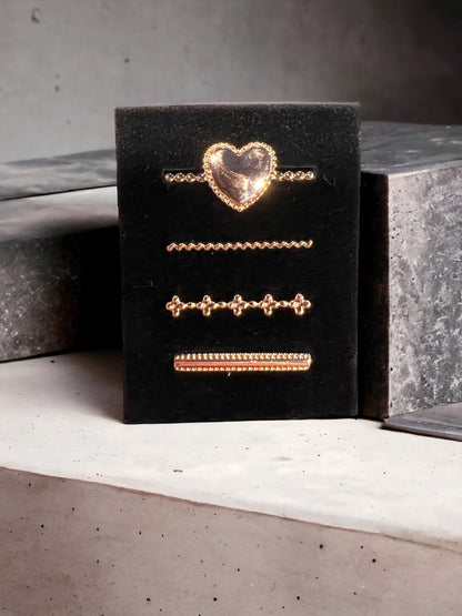 4 Piece Rose Gold Heart Watch Band Charm Set
