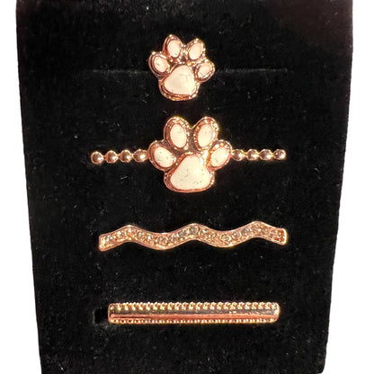 4 Piece Rose Gold Paw Print Watch Band Charm Set