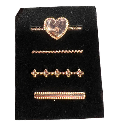4 Piece Rose Gold Heart Watch Band Charm Set